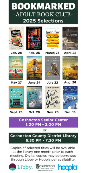 Bookmarked Book Club 2025 bookmark with titles