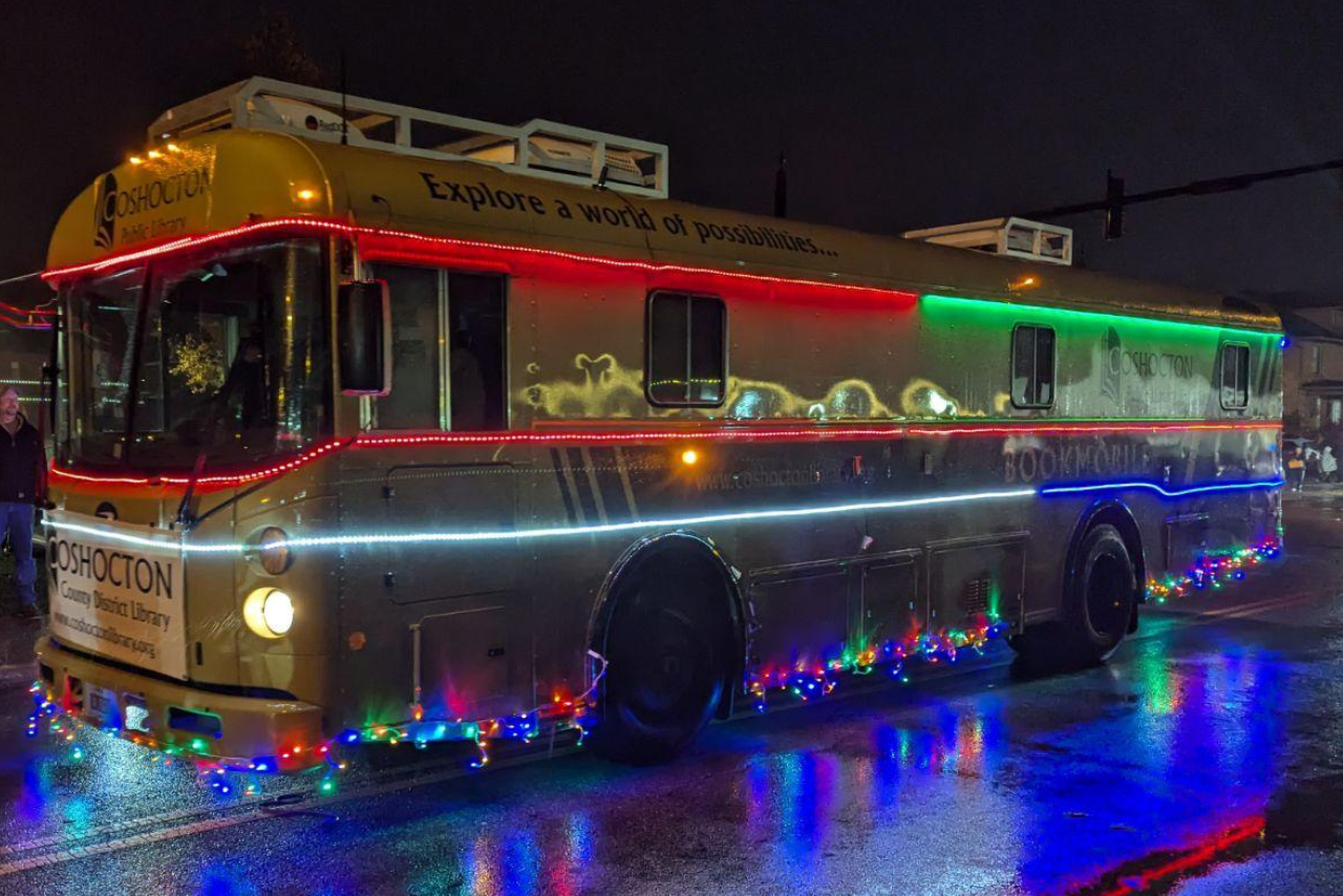 Bookmobile in Christmas parade