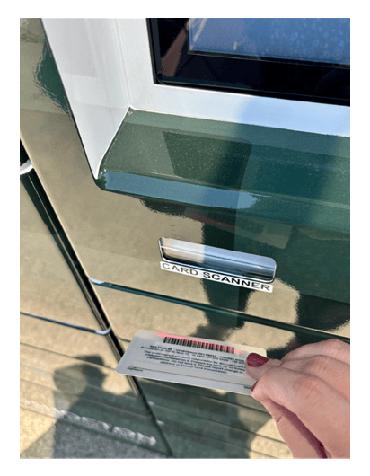 scanning a library card at hold lockers