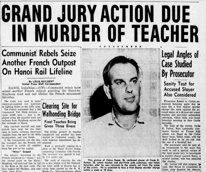 Grand Jury Action Due in Murder of Teacher (Coshocton Tribune, June 6, 1954)