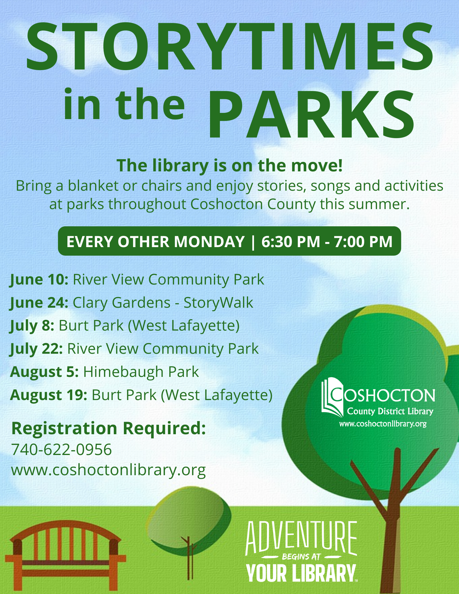 Storytimes in the Parks flyer